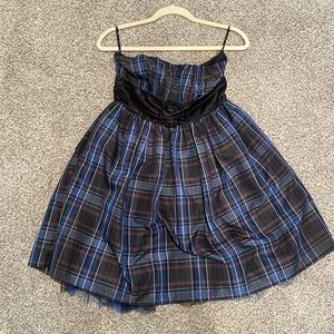 Candies Strapless Gingham party mini dress
